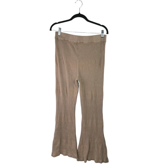 Song Of Style Tan Rib Knit High Waist Flared Bootcut Trousers Leggings Pants XL - Picture 3 of 7